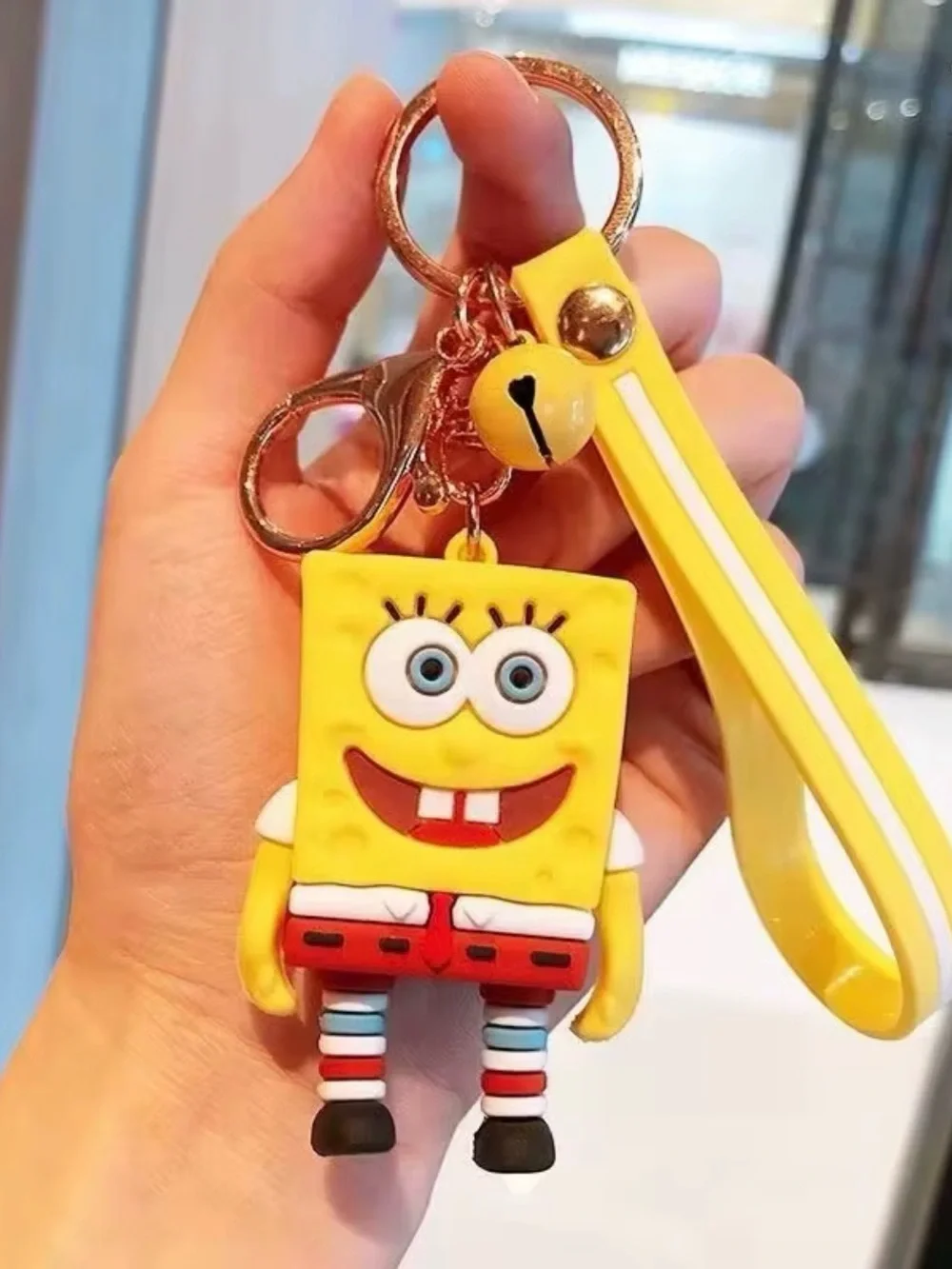 Keychain Bob Sponge Silicone 3D Animated Character for Backpack Keys Gift